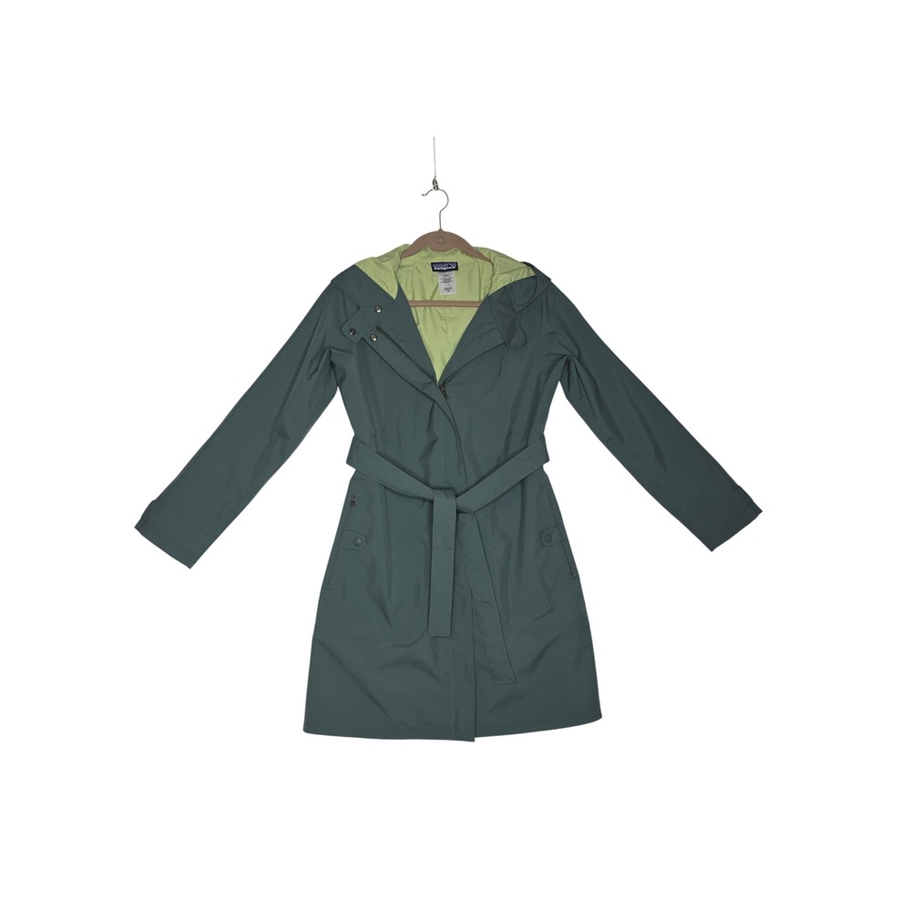 Patagonia FogbankTrench Coat W's XS Fatigue Green Waterproof Rain Jacket 27175